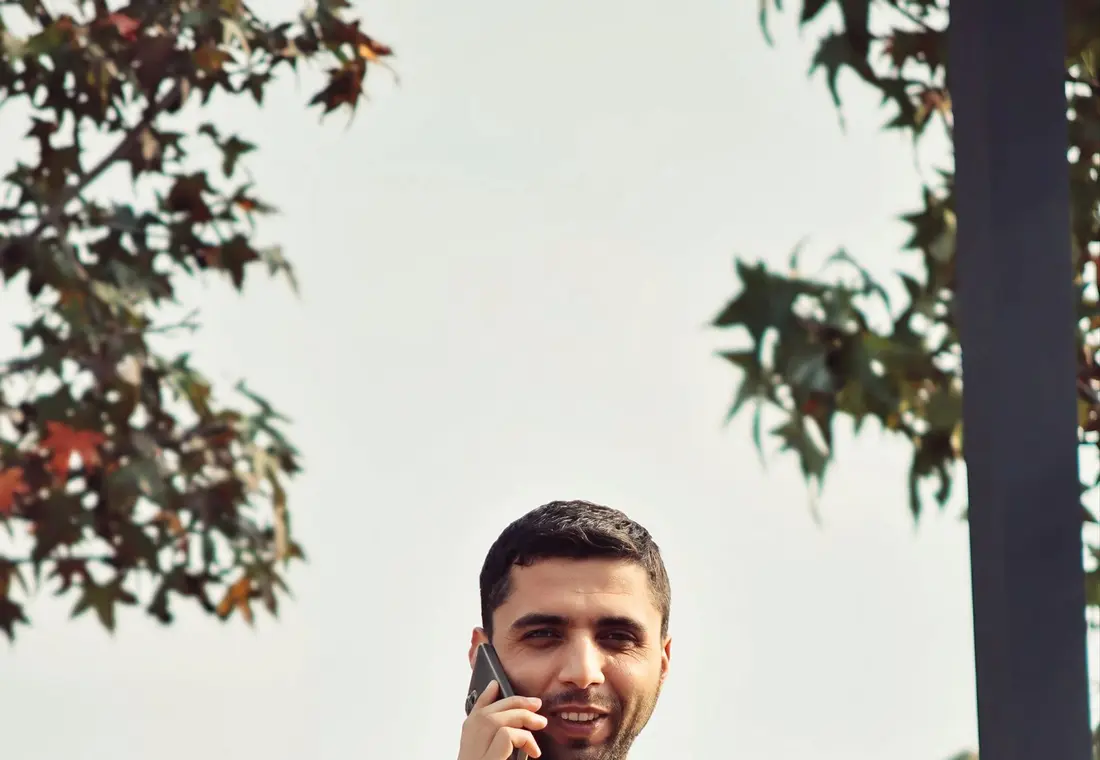 A tradesman on the phone